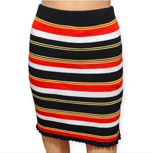 Chic Striped Pencil Skirt LuvLiz in Black, Red, and White
